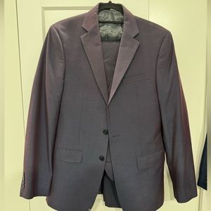 Iridescent purple 3 piece Calvin Klein slim fit suit